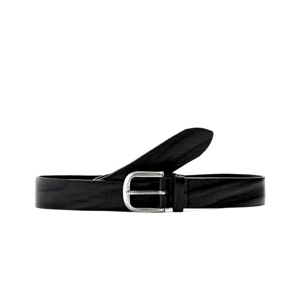 NWT -Zara men’s - real leather belt in black-Sz 34 - Picture 1 of 5
